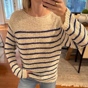 J Crew Striped Blue and Cream Women's Sweater
